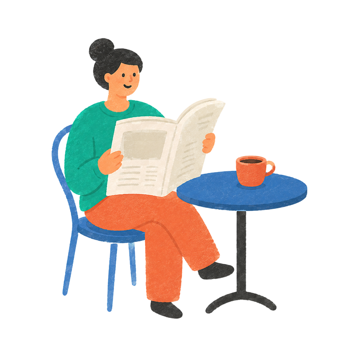 新聞を読む女性